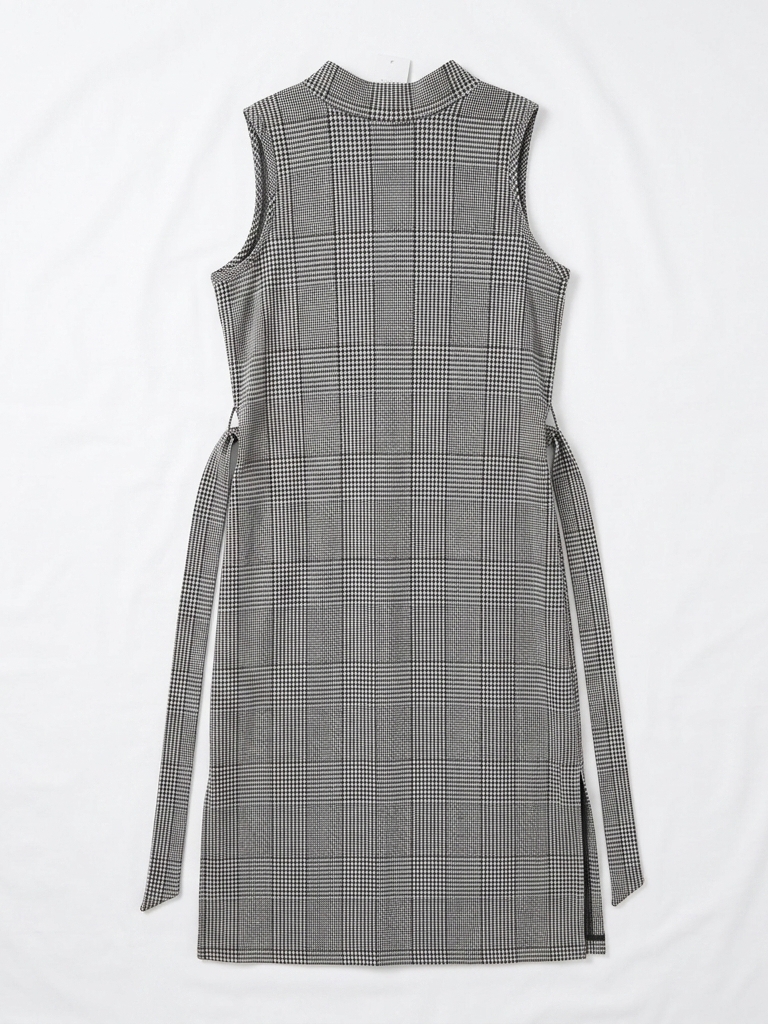 Banana Republic Black And White Plaid Midi Belted Shift Dress Women's 10 #224